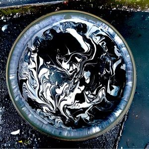 I handcrafted this black & white marble ceramic ashtray with love.